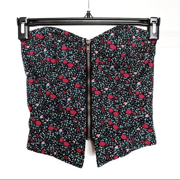 Urban Outfitters Tops - UO Urban Outfitters Floral Bustier ZipFront Corset